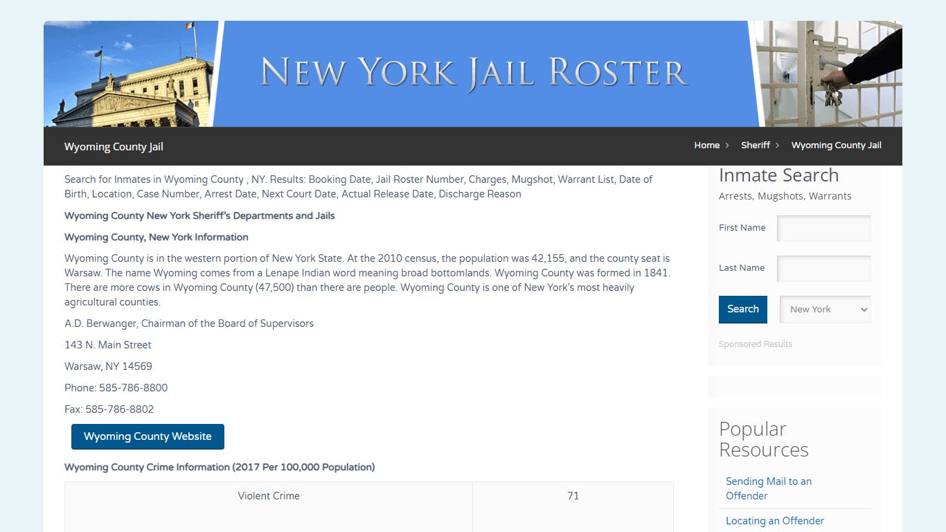 Wyoming County Jail | Jail Roster Search